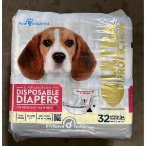 Paw Inspired 013219 Female Disposable Medium Dog Diapers 32 Pieces